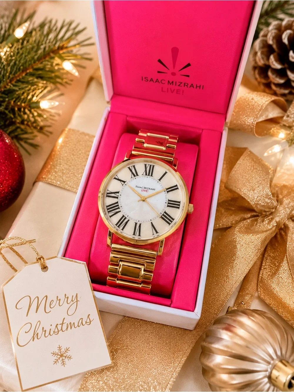 Isaac Mizrahi Live! Gold-Tone Expansion Watch NWT IN BOX
